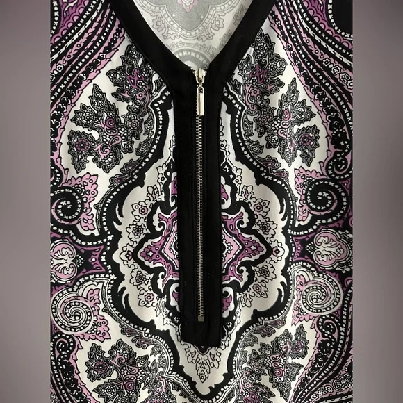 INC Purple Paisley Sleeveless Zipper Front Blouse - Picture 4 of 8
